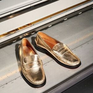 Sebago Dan Men’s Gold Leather Penny Loafers limited edition MET GALA size 10
